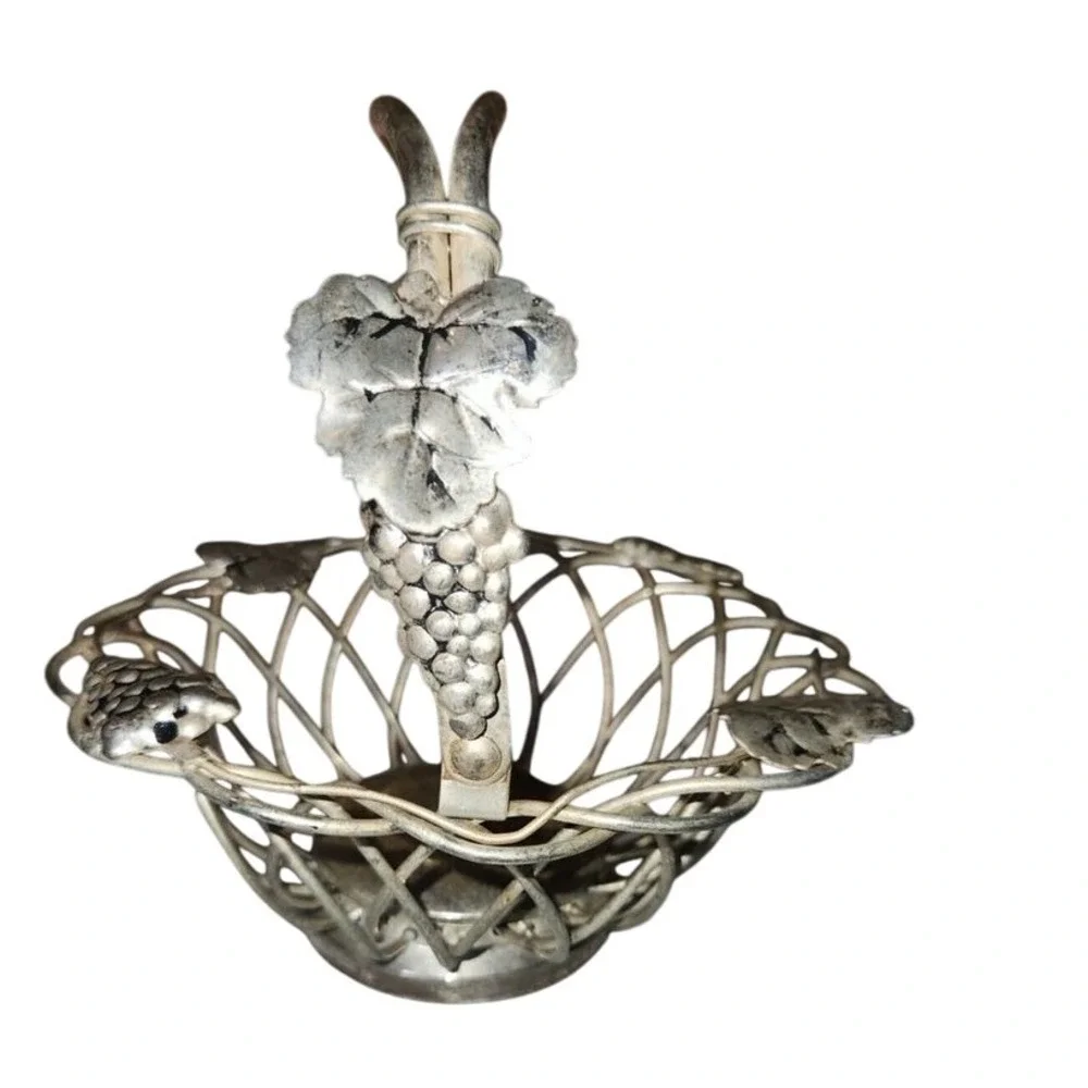 Godinger Silver Art Grape Vine‎ Basket Bowl Candy Dish Decor Vintage